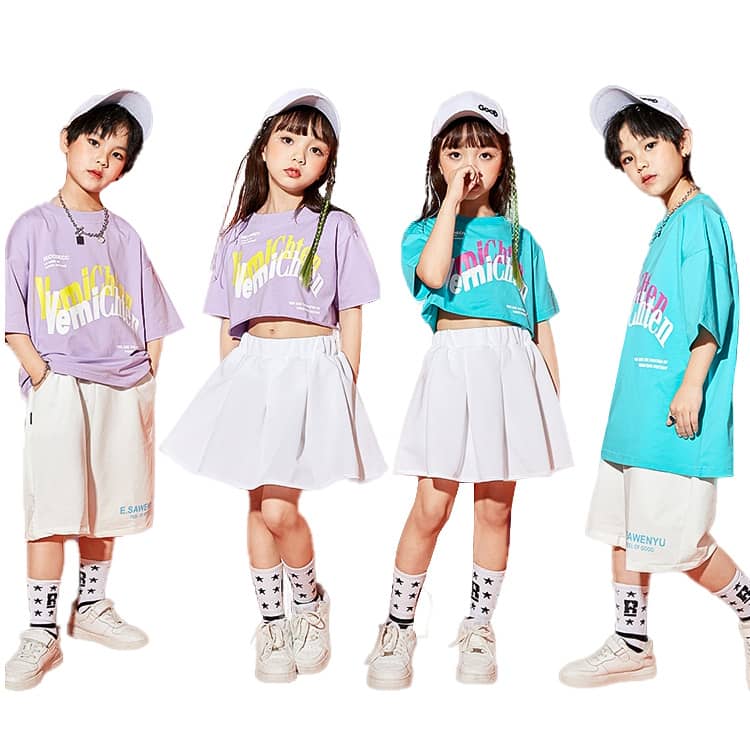 キッズダンス ダンス衣装 セットアップ チア スカート 女の子 韓国 子供服 ヒップホップ キッズ 体操服 パンツ 上下 男の子 キッズダンス衣装 ファッション