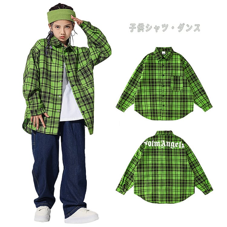 キッズダンス衣装 シャツ 子供服 トップス 長袖 ダンス 衣装 k-pop キッズ 子供シャツ 男の子 女の子 チェック柄 ヒップホップ カジュアルシャツ ストリート系