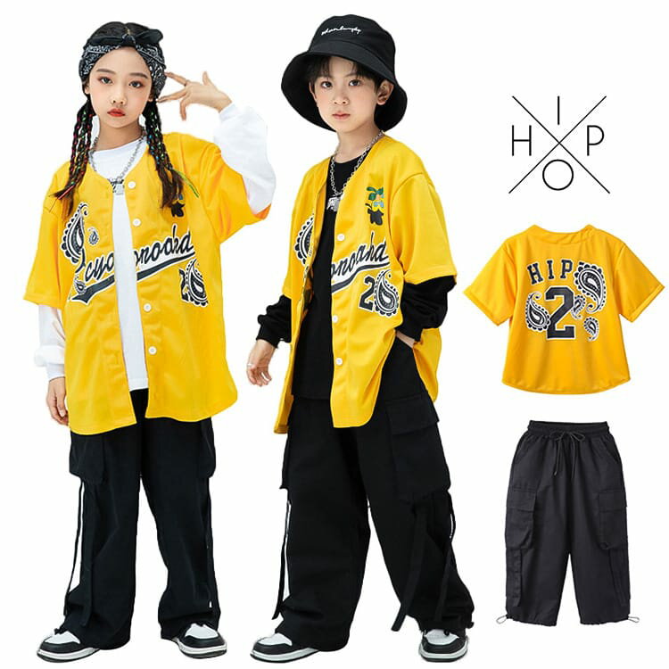 キッズダンス衣装 セットアップ 子供服 練習着 ヒップホップ キッズ k-pop ダンス 衣装 男の子 女の子 ヒップホップ 派手 ロンt トップス ズボン ストリート系