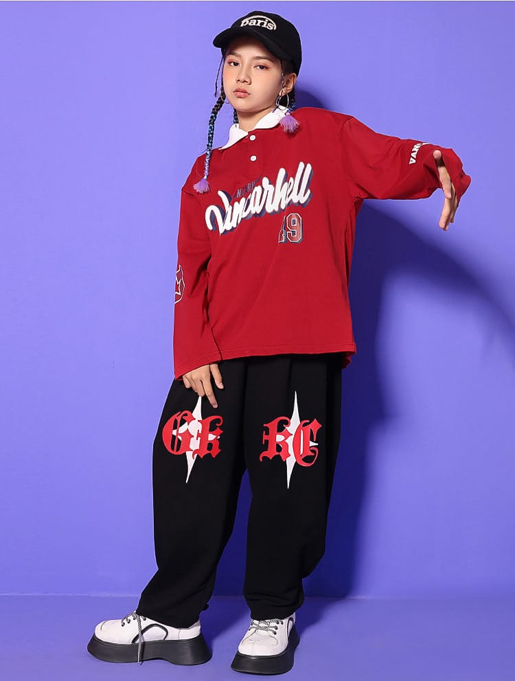 キッズダンス衣装 ポロシャツ 長袖 パンツ 単品販売 ヒップホップ k-pop 韓国 男の...