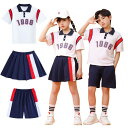 キッズダンス衣装 セットアップ ヒップホップ プリーツスカート ハーフパンツ 子供服 男の子 女の子 tシャツ スタンドカラー 白 赤 半袖 ボタン プリント 半袖 パンツ オーバーサイズ 青い ハーフ カッコイイ アメリカ 学院風 おしゃれ