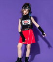 子供ダンス キッズ ダンス 衣装 黒 レッド セットアップ ヒップホップ チア 女の子 ジャズダンス 演出服 キッズダンス衣装 ヘソ出し トップス スカート 韓国風 JAZZ HIPHOP ステージ衣装 練習着 110-180 2