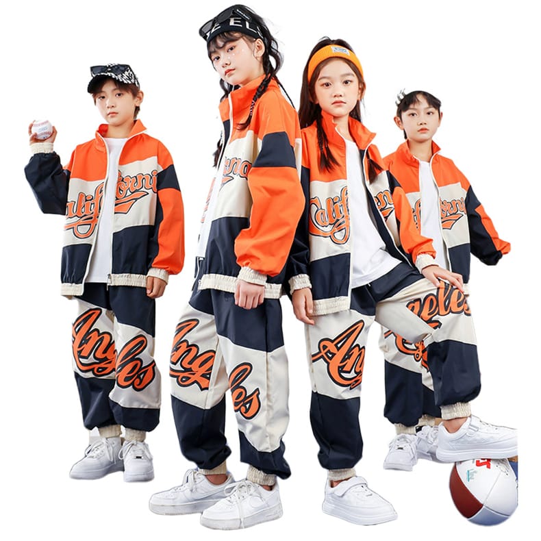ヒップホップ キッズ ダンス衣装 セットアップ 子供服 ジャケット 長袖 ロングパンツ ダンス 衣装 練習着 キッズ HIPHOP ダンス衣装 男の子 ガールズ かっこいい ダンス 練習着 キッズ ウィンドブレーカー ズボン ストリート系