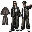 キッズダンス衣装 デニム セットアップ 黒 ダンス 練習着 キッズ セットアップ デニムジャケット ズボン デニムパンツ ジーンズ キッズ ダンス 衣装 男の子 女の子 セットアップ 子供 ダンス衣装 かっこいい 原宿系 演出服 発表会 ストリート系