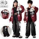 キッズダン レザー 赤 ジャケット レーシング風 韓国 スポーツ風 カーゴパンツ デニム バイク風 hiphop jazz 子供服 ストリート ステージ衣装 男...