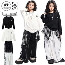 キッズダンス衣装 黒 白 JAZZ ヒップホップ 衣装 女の子 チームダンス セットアップor 単品 英字柄 ロングパンツ トップス ズボン チェック柄 ピップカバー hiphop ジャズ kpop 韓国 発表会 演出服 長袖 おしゃれ 子供 小学生 中学生 110-180