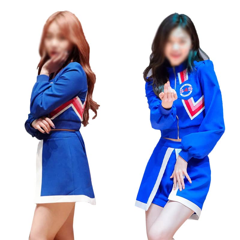 レディース 韓国ダンス衣装 大人 セットアップ 青 トップス スカート 長袖 チアガール ジャズ ステージ衣装 おしゃれ ヒップホップ ダンスウェア アイドル 演出服 k-pop 団体 運動会イベント 体操服 練習着 XS-2XL