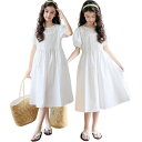 レース ワンピース 白 きれいめ 膝丈 半袖 姫系 女の子 キッズ クルーネック 可愛い 無地 リゾートワンピース 韓国 ファッション 夏用 カジュアル 誕生日 海遊び 外出 旅行 子ども おしゃれ 120 130 140 150 160 170