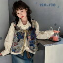 子供服 女の子 ブルー ホワイト 白 青 デニム ベスト シャツ スカート 熊ちゃん デザイン 単品 韓国 長袖 可愛い 女児 シンプル 子供 学院風 ストリー...