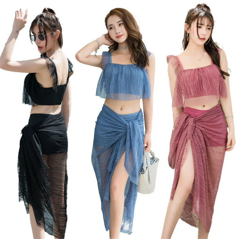 水着 レディース セパレート水着 可愛い ビキニ 3点セット おしゃれ 体型カバー スカート UVカット セクシー 黒 大人 水着 新作 水着 二の腕 水着 ビキニ タンキニ ワイヤレス パッド付き 小胸 盛れる 20代 30代 40代