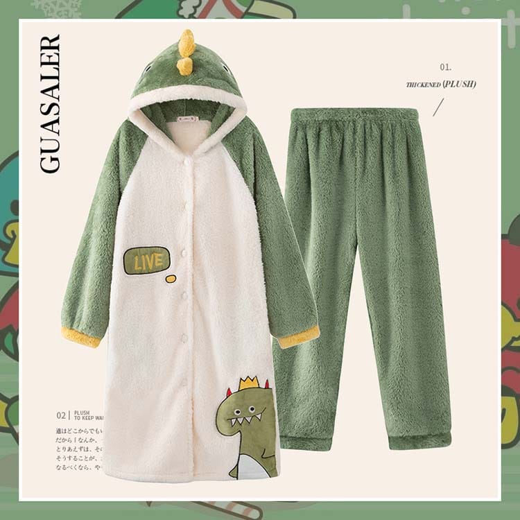 カップル ペア パジャマ 恐竜 冬 ふわふわ ペアルック パジャマ ナイトガウン 春秋冬 日常 お祝い プレゼント ルームウェア 上下セット 部屋着 ペア メンズ レディース リンクコーデ 裏起毛 暖かい M-3XL