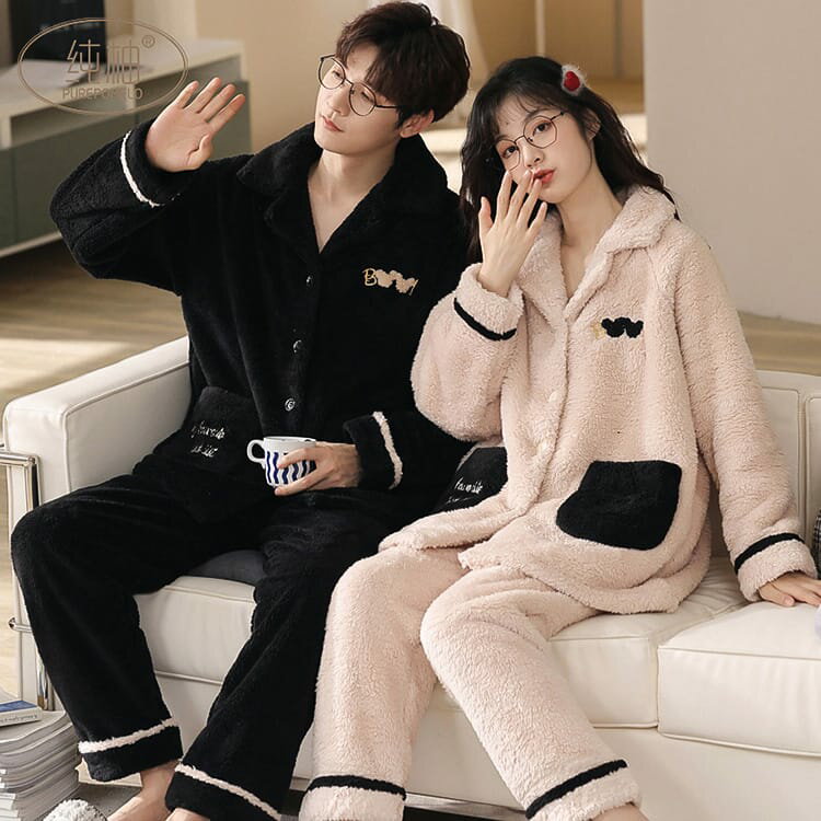 部屋着 冬 カップル ペア ルームウェア 前開き ペアパジャマ セット もこもこ 結婚お祝い プレゼント パジャマ ペア 可愛い 記念日 恋人 夫婦 ギフト