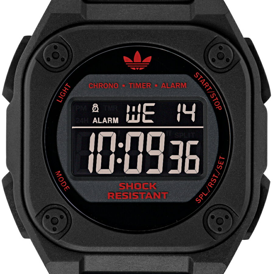 【1日はポイント最大41倍＆10%OFFクーポン】アディダス シティ テック フォー AOST25029 メンズ レディース 腕時計 電池式 クオーツ デジタル 樹脂ベルト ブラック 反転液晶