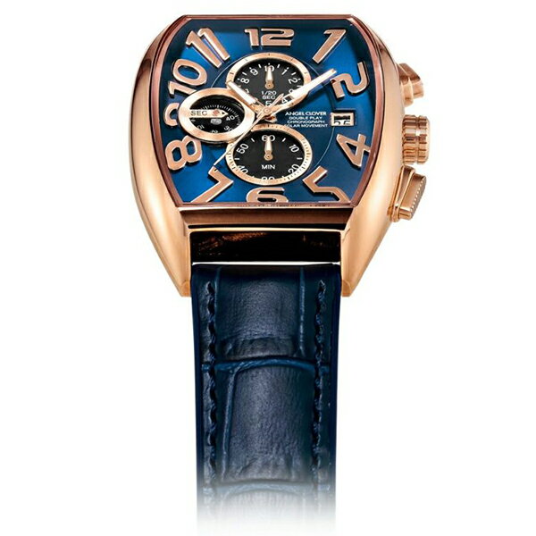 【ポイント最大56倍＆最大2000円OFFクーポン】エンジェルクローバー ダブル プレイ ソーラー DPS38PNV-NV メンズ 腕時計 革ベルト ネイビー クロノグラフ トノー