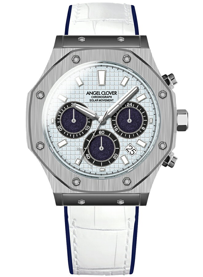 【ポイント最大56倍＆最大2000円OFFクーポン】エンジェルクローバー Exventure Solar エクスベンチャーソーラー EVS43SBU-WH メンズ 腕時計 ソーラー クロノグラフ ブルーダイヤル 革ベルト