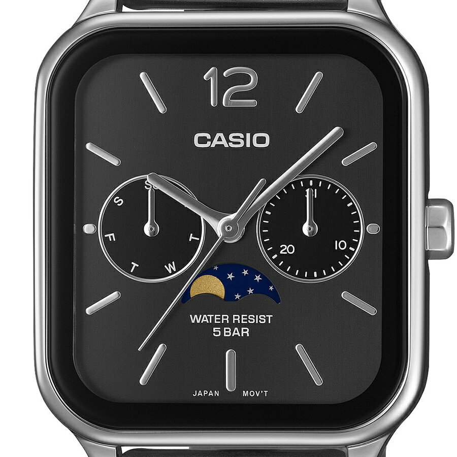 《10月17日発売/予約》カシオ コレクション 角型 ムーンフェイズ MTP-M305D-1AJF メンズ レディース 時計 電池式 アナログ ブラックダイヤル 国内正規品