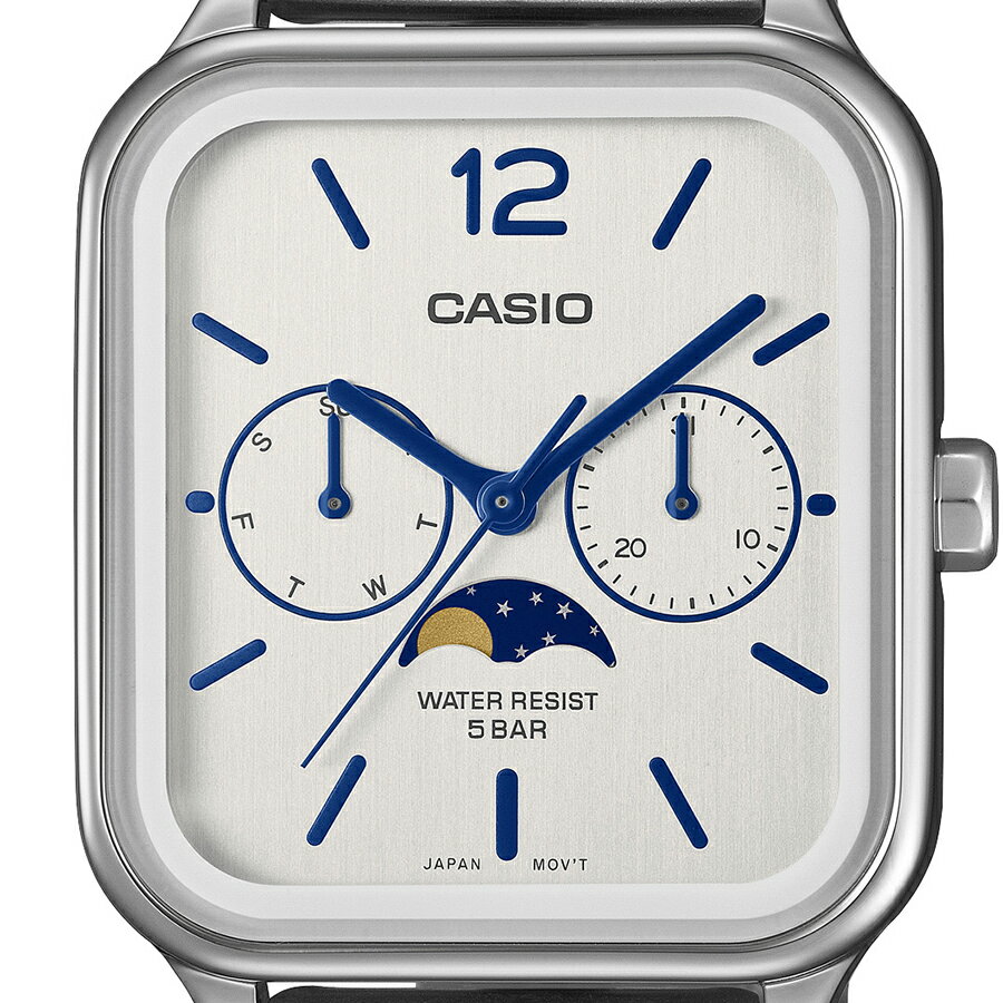 カシオ コレクション 角型 ムーンフェイズ MTP-M305D-7AJF メンズ レディース 時計 電池式 アナログ ホワイトダイヤル 国内正規品