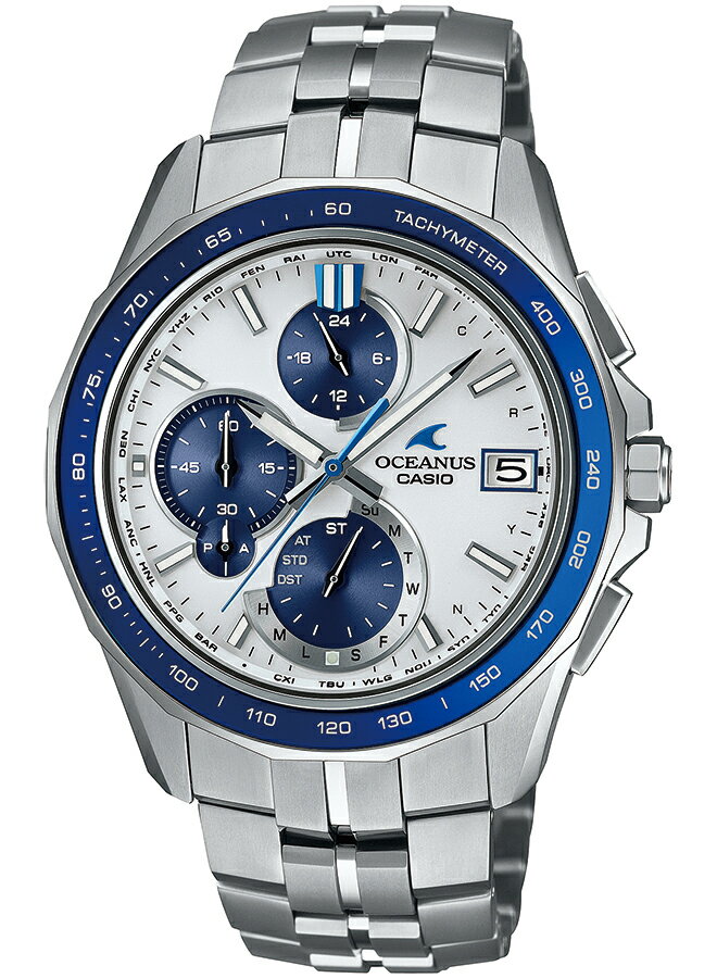 【1日はポイント最大42倍＆10%OFFクーポン】オシアナス Manta マンタ S7000シリーズ OCW-S7000D-7AJF メンズ 腕時計 電波ソーラー Bluetooth クロノグラフ チタン ホワイトダイヤル 日本製 国内正規品 カシオ