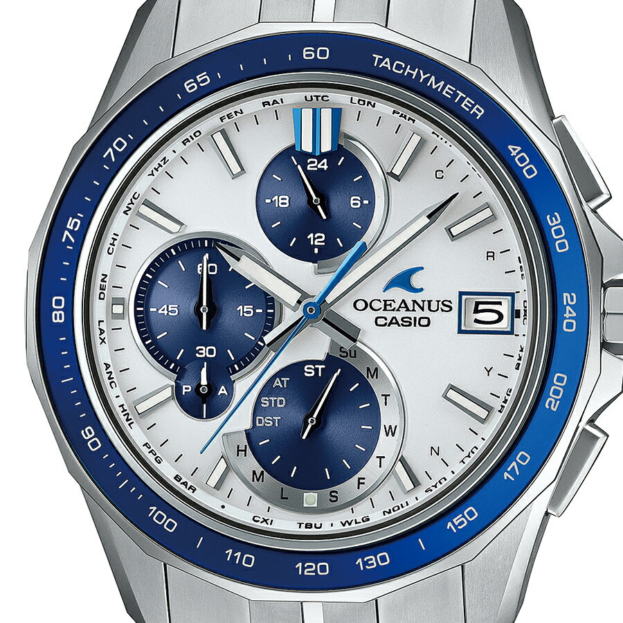 【1日はポイント最大42倍＆10%OFFクーポン】オシアナス Manta マンタ S7000シリーズ OCW-S7000D-7AJF メンズ 腕時計 電波ソーラー Bluetooth クロノグラフ チタン ホワイトダイヤル 日本製 国内正規品 カシオ