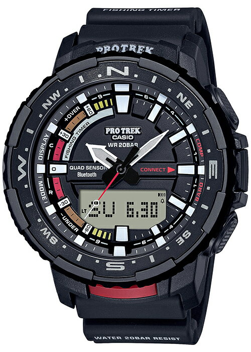 プロトレック ANGLER LINE アングラーライン PRT-B70-1JF メンズ 腕時計 Bluetooth アナデジ フィッシングタイマー 釣り ブラック 国内正規品 カシオ