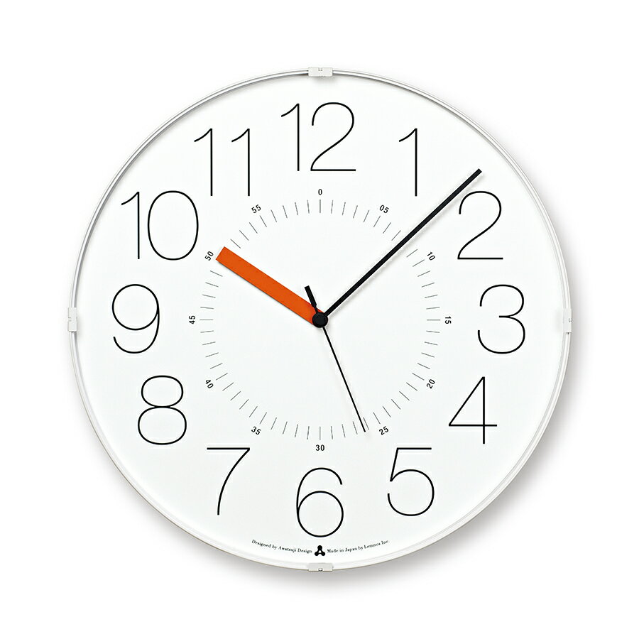 【18日はポイント最大46倍&10%OFFクーポン】タカタレムノス 掛け時計 カーサ カラ クオーツ 電池式 ホワイト オレンジ スイープセコンド AWATSUJI design AWA21-01WH-O