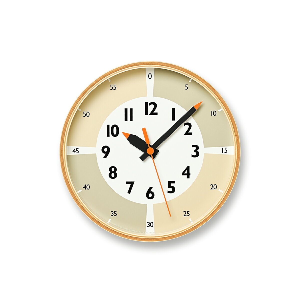 【楽天モバイル契約者限定!ポイント最大46倍!】タカタレムノス 掛け時計 fun pun clock with color! ふんぷんくろっく ベージュ 20.3cm クオーツ 電池式 土橋陽子 YD23-09BG [2]