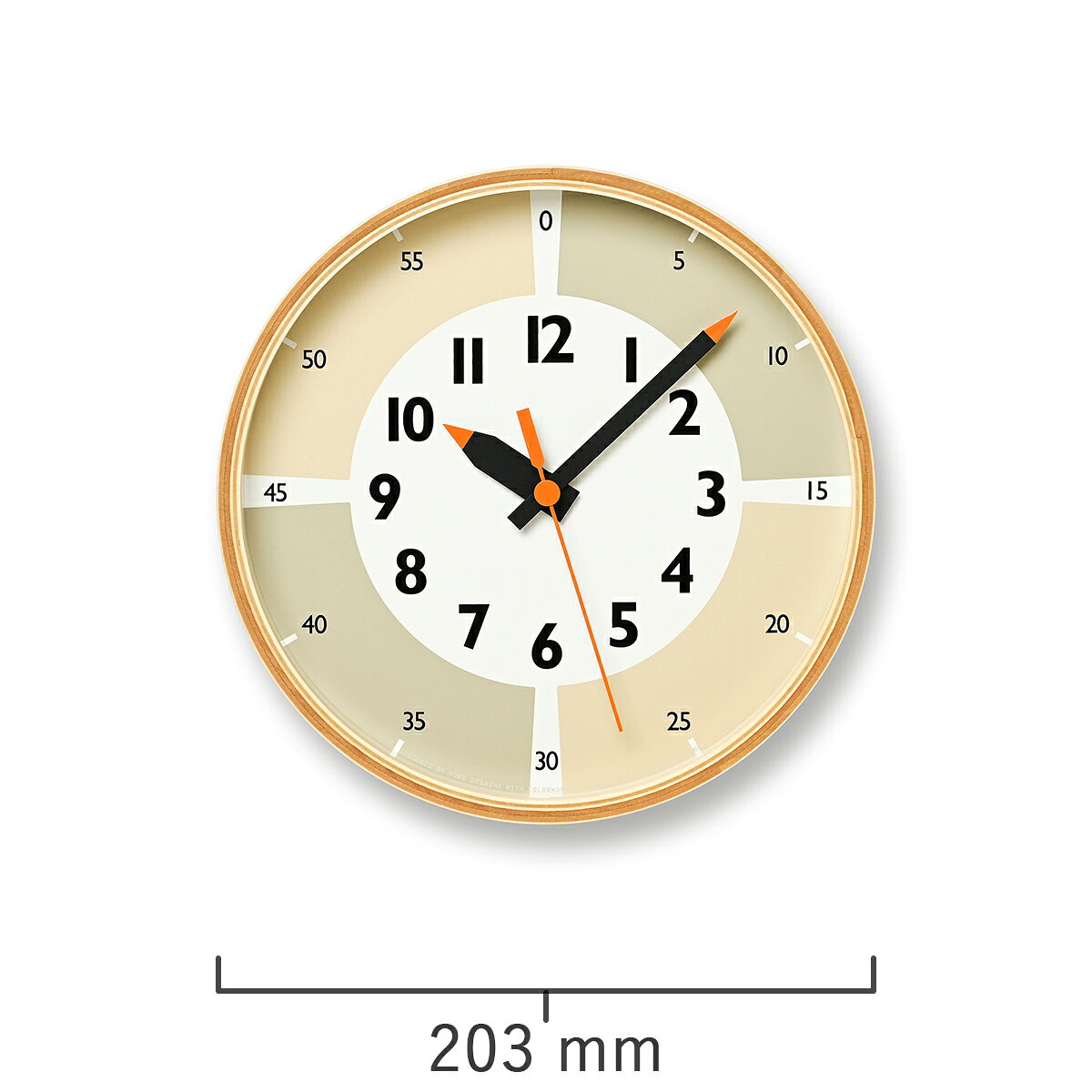【楽天モバイル契約者限定!ポイント最大46倍!】タカタレムノス 掛け時計 fun pun clock with color! ふんぷんくろっく ベージュ 20.3cm クオーツ 電池式 土橋陽子 YD23-09BG [3]