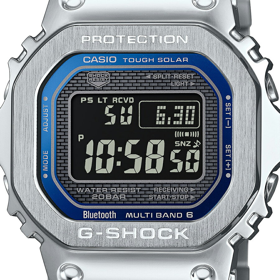 G-SHOCK FULL METAL フルメタル ブルーアクセント GMW-B5000D-2JF メンズ 腕時計 電波ソーラー Bluetooth シルバー 反転液晶 国内正規品 カシオ 日本製 3