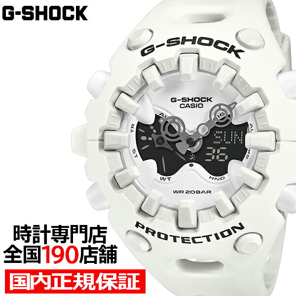 商品説明 タフネスを追求し進化を続けるG-SHOCKから、構造とデザインにこだわったシリーズのご紹介です。エッジの効いたパーツを組み合わせた有機的な外装フォルムや、大型の全面液晶、さらに新開発のショックリリース針など、今までの常識を覆す斬新な発想で、G-SHOCKのアイデンティティである「強さ」を形にしています。モジュールを保護するセンターケースは、ベゼルとバンドが一体となった外装パーツでカバーされています。大型の立体インデックスをガラス上面に配置することで、衝撃を緩和するバンパーの役割も果たしています。これにより、G-SHOCK独自の耐衝撃性能を維持しつつ、ユニークで力強い外装デザインを実現しました。衝撃の影響を受けやすい針をシャフトに固定せず、磁石の力で取り付けるマグネティックホールディング構造を開発しました。この構造で取り付けたショックリリース針（分針）は、磁力で固定されているため、受けた衝撃を受け流すことができます。本構造を採用することで、針の大型化やデザインの自由度を上げることが可能になりました。アナログ・デジタルコンビネーションタイプのフェイスには、オープンワーク（透かしの部分を作る技法）を施したダイアルとフルスクリーンLCDのレイヤー構造を採用しています。センターには異形タイプの時分針、液晶内には小針を配置し、斬新なデザインに仕上げています。大容量電池の採用と低消費電力化により、アラームやライトなどの機能を搭載しながら、約10年の電池寿命を実現したモデルです。 商品詳細 商品番号GA-V01-7AJF シリーズANALOG-DIGITAL GA-V01 Series モジュールNo5751 サイズ（縦×横×厚さ）49.1×58.2×19.6mm 質量74g ケース・ベゼル材質樹脂 バンド樹脂バンド 構造耐衝撃構造（ショックレジスト） 防水性20気圧防水 使用電源・電池寿命電池寿命：約10年 ガラス無機ガラス球面・曲面ガラス バンド装着可能サイズ145〜215mm その他ネオブライト ワールドタイムワールドタイム：世界48都市（31タイムゾーン、サマータイム設定機能付き）＋UTC（協定世界時）の時刻表示 ストップウオッチストップウオッチ（1/100秒（1時間未満）／1秒（1時間以上）、24時間計、スプリット付き） タイマータイマー（セット単位：1秒、最大セット：24時間、1秒単位で計測） アラーム/時報時刻アラーム5本・時報 ライトダブルLEDライト：文字板用LEDライト（スーパーイルミネーター、残照機能、残照時間切替（1.5秒/3秒）付き）、LCD部用LEDバックライト（スーパーイルミネーター、残照機能、残照時間切替（1.5秒/3秒）付き） ライトカラーLED：ホワイト カレンダーフルオートカレンダー 操作音ON/OFF切替機能操作音ON/OFF切替機能 精度平均月差±15秒 その他12/24時間制表示切替針退避機能（針が液晶表示と重なって見づらいときは、針を液晶表示の上から一時的に退避させることができます） 発売日2025年10月17日 保証正規メーカー保証1年間 その他サービスギフトラッピング無料レビューを書いてウォッチクロスプレゼント 取扱い商品について当店にて取り扱っております商品は全て国内正規品となりますオンラインストアと実店舗で販売価格やポイント等の条件が異なる場合がございます メーカー希望小売価格はメーカーサイトに基づいて掲載しています 注意事項お買上時に組み込まれている電池はモニター用電池です。モニター用電池は時計の性能・機能を確認するための電池です。お買い上げ後製品仕様の年数に満たず電池の寿命が切れる事がありますのでご了承ください。 注意事項お使いのディスプレイの発色具合によって、実際のものと色が異なる場合や、写真では表現できない質感がございます。また、天然素材を使用した商品は、唯一無二のお品となる為、柄や質感などが写真と異なる場合がございます。 G-SHOCK製品一覧 時計専門店 THE CLOCK HOUSE ▶アフターサービス・無料サイズ調整は北海道から九州まで全国190の実店舗にて承ります。 THE CLOCK HOUSE i clock. Museum24 THE CLOCK HOUSE XPRESS MySelectPoint Tre Frecce 関連ワード:【KK9N0D18P】G-SHOCK Gショック 腕時計 合格 進学 大学 成人 卒業 記念 入学 中学 高校 大学 就活 入社 社会人 就職 記念日 祝い ギフト プレゼント ブランドウォッチ トレンド おしゃれ ブラックフライデー クリスマス 初売り 成人式 いい夫婦の日 誕生日 父の日GA-V01ショックリリース針 タフネスを追求し進化を続けるG-SHOCKから、構造とデザインにこだわったシリーズのご紹介です。エッジの効いたパーツを組み合わせた有機的な外装フォルムや、大型の全面液晶、さらに新開発のショックリリース針など、今までの常識を覆す斬新な発想で、G-SHOCKのアイデンティティである「強さ」を形にしています。モジュールを保護するセンターケースは、ベゼルとバンドが一体となった外装パーツでカバーされています。大型の立体インデックスをガラス上面に配置することで、衝撃を緩和するバンパーの役割も果たしています。これにより、G-SHOCK独自の耐衝撃性能を維持しつつ、ユニークで力強い外装デザインを実現しました。衝撃の影響を受けやすい針をシャフトに固定せず、磁石の力で取り付けるマグネティックホールディング構造を開発しました。この構造で取り付けたショックリリース針（分針）は、磁力で固定されているため、受けた衝撃を受け流すことができます。本構造を採用することで、針の大型化やデザインの自由度を上げることが可能になりました。 アナログ・デジタルコンビネーションタイプのフェイスには、オープンワーク（透かしの部分を作る技法）を施したダイアルとフルスクリーンLCDのレイヤー構造を採用しています。センターには異形タイプの時分針、液晶内には小針を配置し、斬新なデザインに仕上げています。大容量電池の採用と低消費電力化により、アラームやライトなどの機能を搭載しながら、約10年の電池寿命を実現したモデルです。 商品詳細(スペック) 商品番号GA-V01-7AJF シリーズANALOG-DIGITAL GA-V01 Series モジュールNo5751 サイズ（縦×横×厚さ）49.1×58.2×19.6mm 質量74g ケース・ベゼル材質樹脂 バンド樹脂バンド 構造耐衝撃構造（ショックレジスト） 防水性20気圧防水 使用電源・電池寿命電池寿命：約10年 ガラス無機ガラス球面・曲面ガラス バンド装着可能サイズ145〜215mm その他ネオブライト ワールドタイムワールドタイム：世界48都市（31タイムゾーン、サマータイム設定機能付き）＋UTC（協定世界時）の時刻表示 ストップウオッチストップウオッチ（1/100秒（1時間未満）／1秒（1時間以上）、24時間計、スプリット付き） タイマータイマー（セット単位：1秒、最大セット：24時間、1秒単位で計測） アラーム/時報時刻アラーム5本・時報 ライトダブルLEDライト：文字板用LEDライト（スーパーイルミネーター、残照機能、残照時間切替（1.5秒/3秒）付き）、LCD部用LEDバックライト（スーパーイルミネーター、残照機能、残照時間切替（1.5秒/3秒）付き） ライトカラーLED：ホワイト カレンダーフルオートカレンダー 操作音ON/OFF切替機能操作音ON/OFF切替機能 精度平均月差±15秒 その他12/24時間制表示切替針退避機能（針が液晶表示と重なって見づらいときは、針を液晶表示の上から一時的に退避させることができます） 発売日2025年10月17日 保証正規メーカー保証1年間 取扱い商品について当店にて取り扱っております商品は全て国内正規品となります バリエーション GA-V01A-9AJF GA-V01A-8AJF GA-V01-1AJF GA-V01-2AJF GA-V01-4AJF GA-V01-7AJF GA-V01-9AJF G-SHOCK商品一覧 予算で選ぶ人気の腕時計予算10万円以下で買える大人気のメンズ腕時計予算5万円以下で買えるおすすめメンズ腕時計予算10万円以下で買える注目のレディース腕時計予算5万円以下で買えるはじめてのレディース腕時計