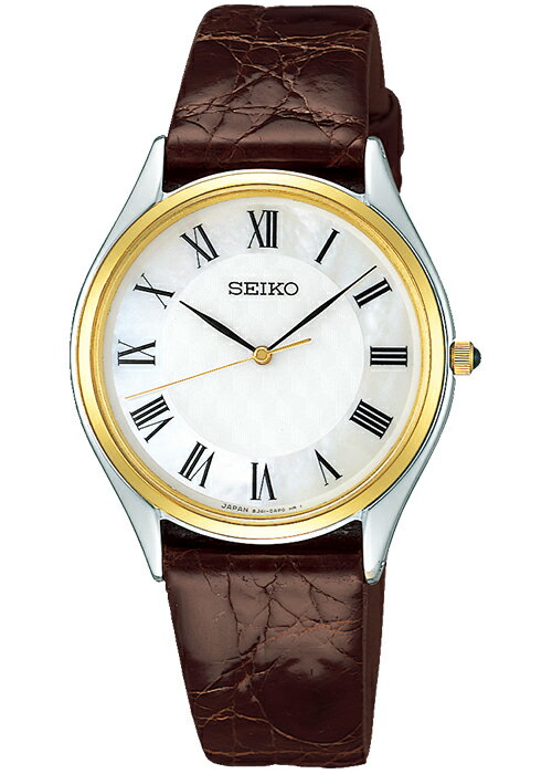 セイコー ドルチェ&エクセリーヌ ペア クオーツ SACM152 メンズ 革バンド ホワイト ブラウン