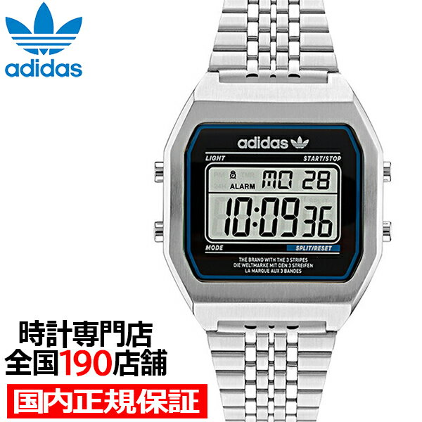 アディダス 腕時計 【10%OFFクーポン21日9:59まで！】adidas アディダス STREET ストリート DIGITAL TWO デジタルツー AOST22072 メンズ 腕時計 電池式 デジタル ブラック シルバー