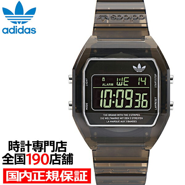 アディダス 腕時計（メンズ） アディダス ストリート デジタルツー クリスタル AOST24064 メンズ レディース 腕時計 電池式 デジタル スケルトン ブラック 樹脂ベルト