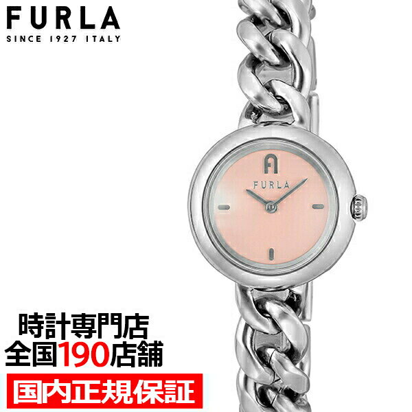 【10%OFFクーポン21日9:59まで！】FURLA フルラ CHAIN ROUND チェーンラウンド FL-WW00019007L1 レディース 腕時計 クオーツ 電池式 ピンクダイヤル シルバー メタルベルト