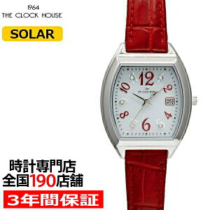 ザ・クロックハウスビジネスカジュアルLBC1005-WH4Bレディース腕時計ソーラートノー革ベルトレッドホワイト