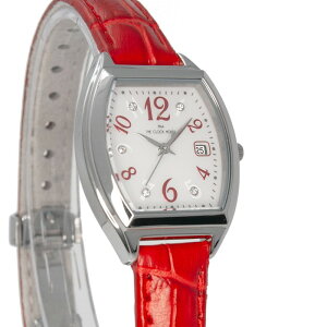 ザ・クロックハウスビジネスカジュアルLBC1005-WH4Bレディース腕時計ソーラートノー革ベルトレッドホワイト