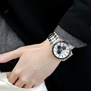 ザ・クロックハウスソーラークロノグラフMBC1003-WH1Aメンズ腕時計ビジネスカジュアルブラックホワイトパンダ