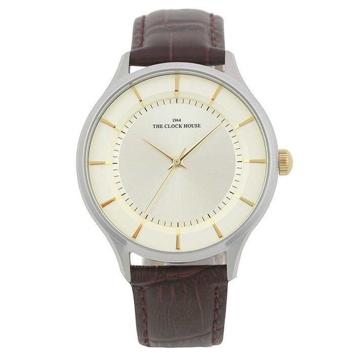 ザ・クロックハウス MBF5001-CH1B ビジネスフォーマル メンズ 腕時計 クオーツ 茶レザー ホワイト THE CLOCK HOUSE