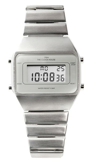ザ・クロックハウスタウンカジュアルメタルデジタルユニセックス腕時計グレーシルバーレトロモダン防水MTC7001-GY1A