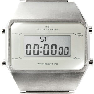 ザ・クロックハウスタウンカジュアルメタルデジタルユニセックス腕時計グレーシルバーレトロモダン防水MTC7001-GY1A