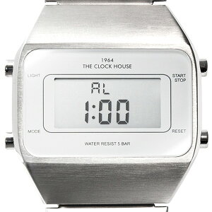 ザ・クロックハウスタウンカジュアルメタルデジタル腕時計ホワイトシルバーレトロモダン防水MTC7001-WH1A