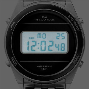 ザ・クロックハウスタウンカジュアルメタルデジタルユニセックス腕時計ラウンドブラックシルバーレトロモダン防水MTC7002-BK1A