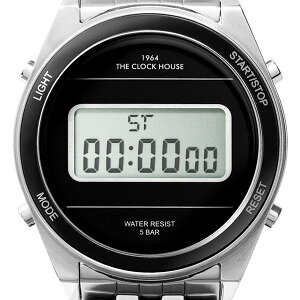ザ・クロックハウスタウンカジュアルメタルデジタルユニセックス腕時計ラウンドブラックシルバーレトロモダン防水MTC7002-BK1A