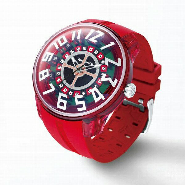 テンデンス キングドーム TY023011 メンズ 腕時計 クオーツ シリコンベルト レッド ルーレット 50mm