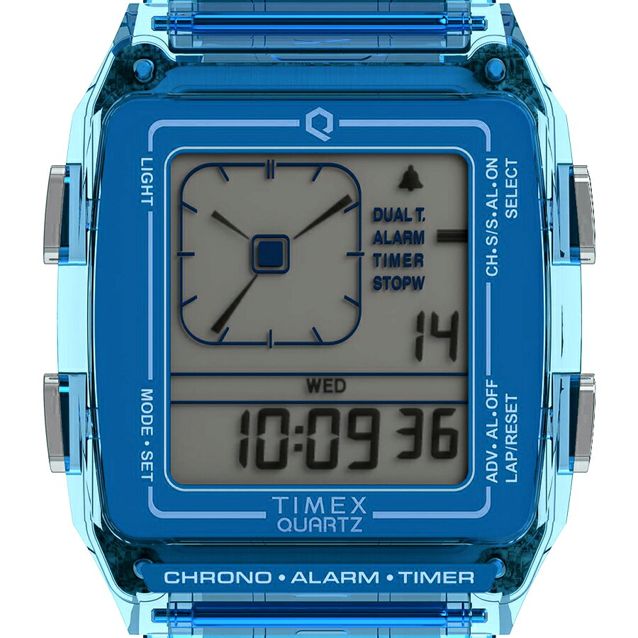 タイメックス Q LCA トランスパレント TW2W45100 メンズ レディース 腕時計 電池式 デジアナ スケルトン ブルー