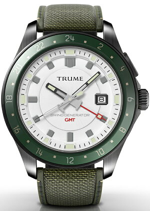 TRUMEトゥルームLコレクションブレークラインTR-ME2010メンズ腕時計スイングジェネレータ自動巻発電GMTセラミックベゼルナイロンバンドホワイトエプソン