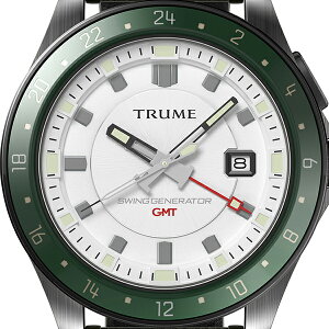 TRUMEトゥルームLコレクションブレークラインTR-ME2010メンズ腕時計スイングジェネレータ自動巻発電GMTセラミックベゼルナイロンバンドホワイトエプソン