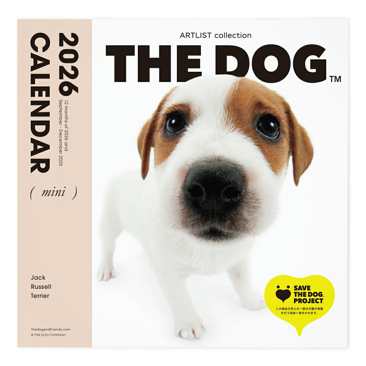 THE DOG 2026年 カレンダー ミニサイズ（ジャック・ラッセル・テリア)壁掛け ブックレット式 魚眼レン..
