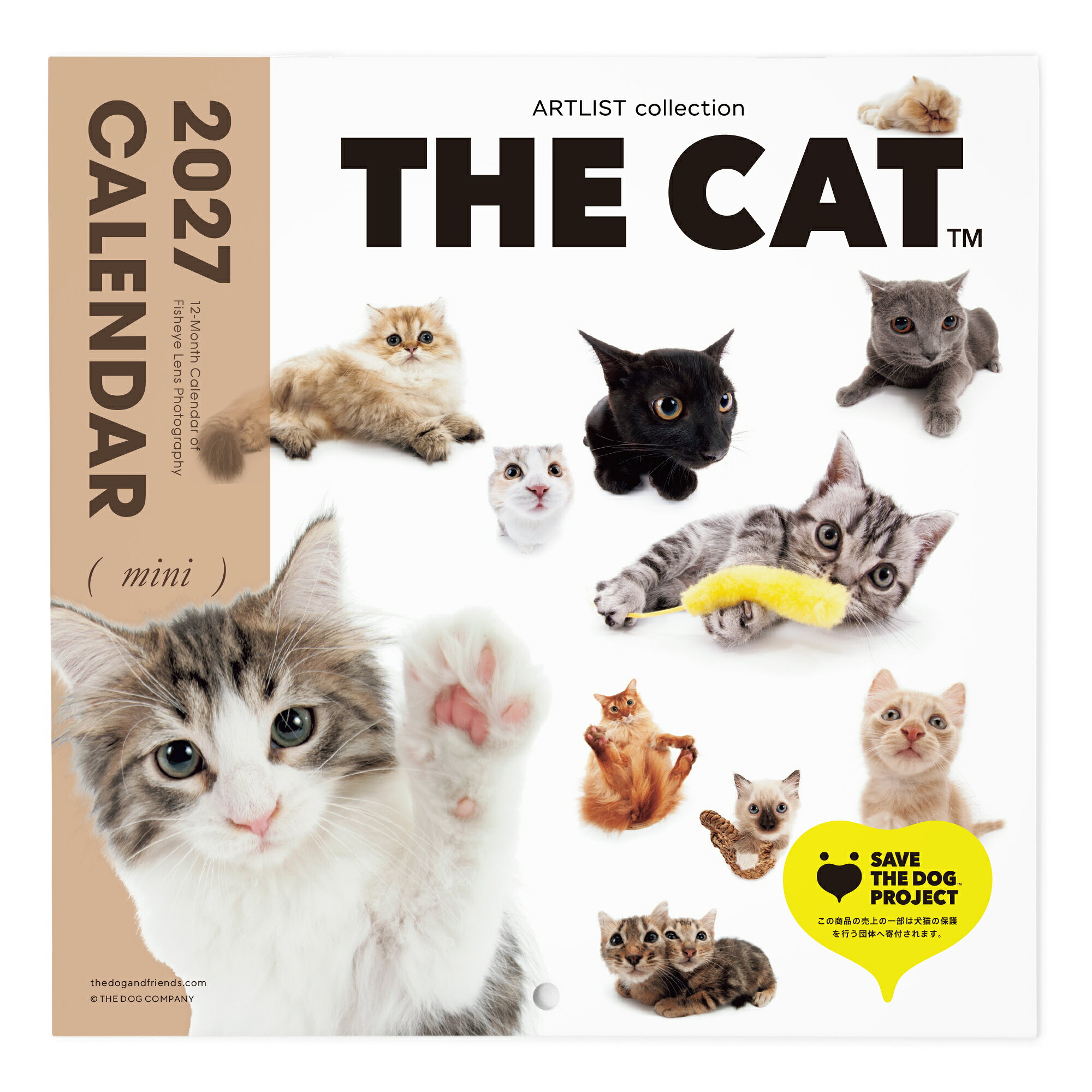 THE CAT 2027年 カレンダー ミニサイズ（オールスター)壁掛け ブックレット式 魚眼レンズ オリジナルシール付き 動物 ねこ ネコ 猫 壁掛 【THE DOG公式ストア】