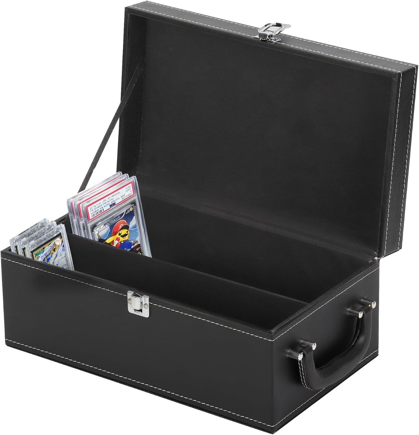 Rakuten - ＼10%OFFクーポン／ カード用 PSA 収納 ボックス PSA BGS 収納ケース 高さ15cm 35PTカードローダー约85個収納可能【2200枚のカード収納】マグネットローダー ケース PUレザー アタッシュケース デッキケース ゲームカード ストレージボックス 保存と保護が容易