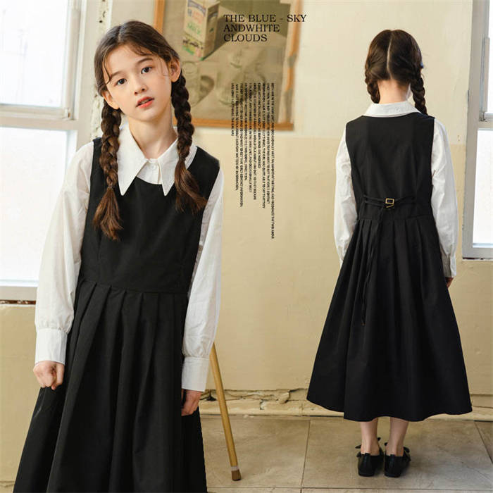 セットアップ 女の子 サロペットワンピース シャツ 子供服 2点セット 長袖 春服 子ども用 上下セット 無地 ロング丈 長袖 春秋 白シャツ 韓国風 上品 キッズセットアップ 大きいサイズ ファッション ゆったり 無地 通学 おしゃれ ジュニア 可愛い カジュアル ピアノ発表会